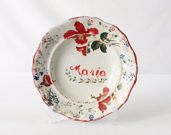 Plato de porcelana antiguo, plato hecho a mano, María, plato para colgar en la pared, decoración de pared única, plato decorativo, decoración del hogar, plato de pared, regalo para esposa