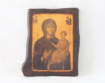 Hand Painted Virgin Mary Icon, Virgin Mary Icon, Airbrush Icon, Byzantine Icon, Handmade Icon, Hand Painted Icon, Religious Home Decor, Gift