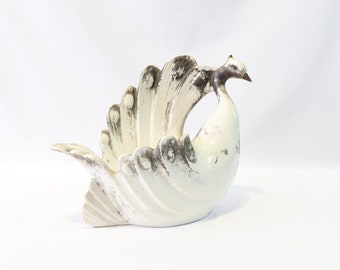 Porcelain Peacock Bowl, Antique Porcelain Fruit Bowl, Table Centerpiece, White Porcelain, Peacock Decor, Italian Antiques, Unique Home Decor