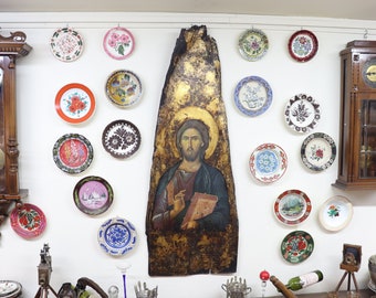 Wooden Jesus Christ Icon, Jesus Christ Wall Art, Orthodox Icon, Byzantine Icon, Religious Gift Icon, Religious Wall Decor, Unique Wall Decor