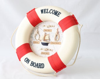 Nautical Life Ring, Life Preserver Ring, Nautical Wall Decor, Nautical Wall Hangings, Welcome on Board, Nautical Knot, Half Hull Model, Map