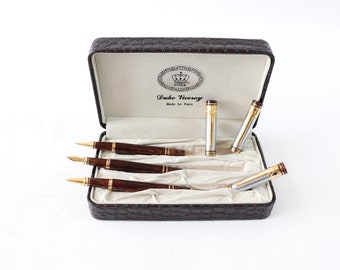 Zestaw z celuloidowym piórem wiecznym, złotym piórem wiecznym, długopisem kulkowym, prezentami z piórem wiecznym, dla kolekcjonerów piór, prezentami dla kadry kierowniczej, prezentem dla niego, prezentem dla niej