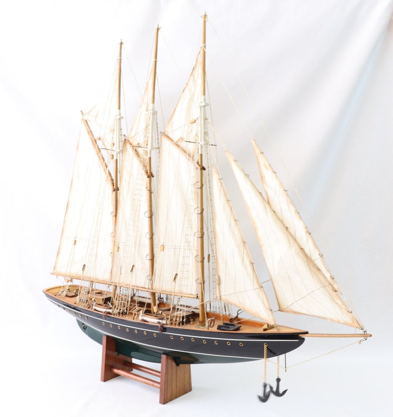 Atlantic Yacht Model, Schooner Ship Model, Wooden Ship Model, Handmade
