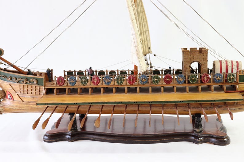 Caesar Ship Model, Julius Caesar Ship, Roman Ship, Roman Warship, Bireme, Wooden Ship Model, Handmade Ship, Antique Ship, Nautical Decor image 5