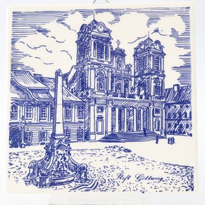 Porcelain Tile, Coaster Tile, Wall Tile, Antique Tile, Handmade Tile, Hand Painted Tile, Tile Decor, Göttweig Abbey, Stift Göttweig, Gifts