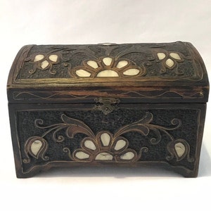 Vintage Jewelry Box, Wooden Jewelry Box, Jewelry Box for Women, Handmade Jewelry Box, Large Jewelry Box, Mother of Pearl Unique Gift for Her