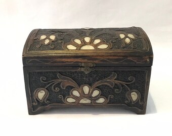 Vintage Jewelry Box, Wooden Jewelry Box, Jewelry Box for Women, Handmade Jewelry Box, Large Jewelry Box, Mother of Pearl Unique Gift for Her