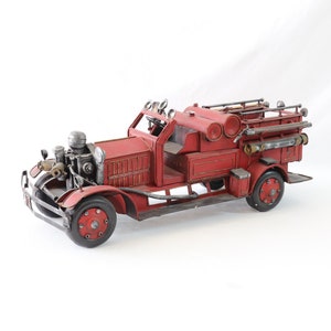 Antique Fire Truck Model, Fire Truck Miniature, Metal Car Model, Handmade Car Model, Firefighter Gift, Car Collector, Retro Car Gift for Him