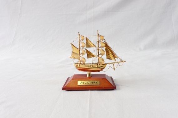 Discovery Ship Model, Gold Plated Ship Model, Handmade Ship Model, Metal Ship, Steamship Model, Ship Miniature, Nautical Gift Maritime Decor