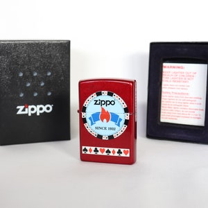 Briquet Zippo Gentleman Bet, briquet Zippo Roulette, briquet Zippo Casino, briquet Zippo Poker, Zippo rouge scintillant, Zippo de collection