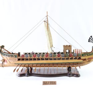Caesar Ship Model, Julius Caesar Ship, Roman Ship, Roman Warship, Bireme, Wooden Ship Model, Handmade Ship, Antique Ship, Nautical Decor image 3