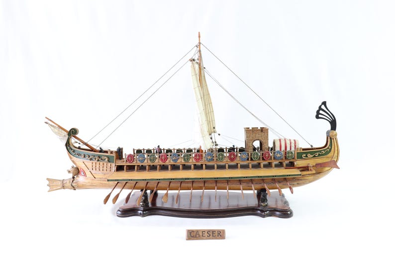 Caesar Ship Model, Julius Caesar Ship, Roman Ship, Roman Warship, Bireme, Wooden Ship Model, Handmade Ship, Antique Ship, Nautical Decor image 3