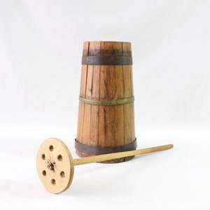 Antique Butter Churn, Wooden Butter Churn, Antique Kitchen Utensil, Farmhouse Kitchen Decor, Antique Cookware, Primitive Wooden Vessel