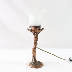 Art Nouveau Lamp, Woman Lamp, Antique Table Lamp, Vintage Table Lamp, Antique Desk Lamp, Vintage Desk Lamp, Bedside Lamp, Copper, Desk Gift image 8