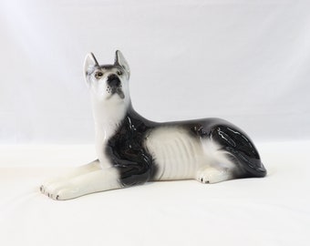 超希少！陶器製シベリアンハスキーの置物 手描きの陶器製シベリアンハスキーの置物：犬好きへのギフト - Etsy 日本