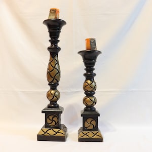 Vintage Wooden Candle Holders, Candle Holder Set, Candle Holder Centerpiece, Engraved Candle Holder, Candle Holder Pillar, Rustic Home Decor