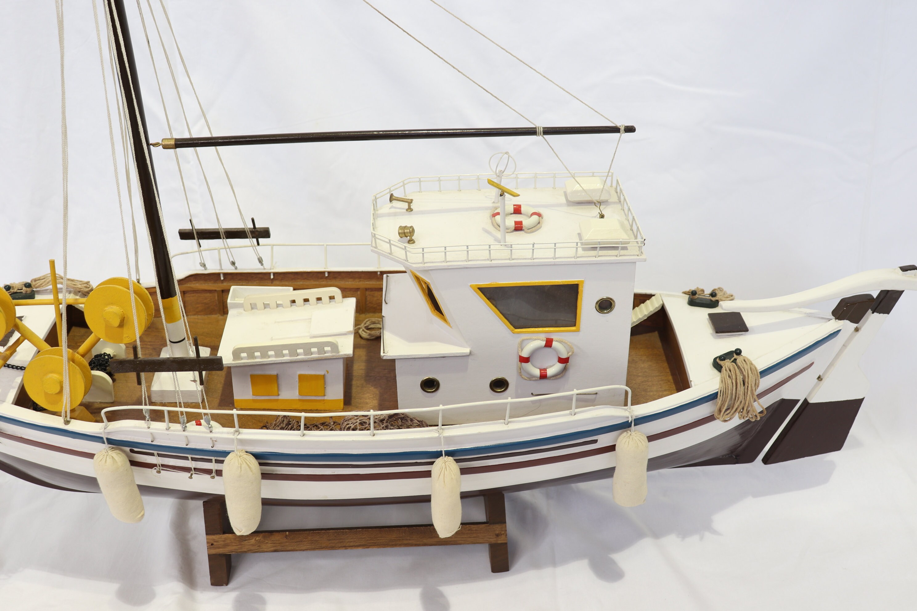 Vintage Wooden Handmade Fishing Boat Model, Wooden Handmade Ship Model ...