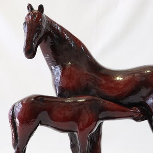 Ceramic Horse Figurine, Antique Horse Statue, Horse Sculpture, Horse Statue, Horse Gifts, Horse Decor, Unique Home Decor, Mother Child Art image 3