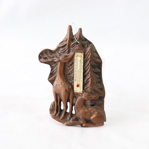 Antique Wall Thermometer, Ceramic Deer, Ceramic Thermometer, Wall Hanging Thermometer, Deer Decor, Wall Hanging, Unique Wall Decor Home Gift