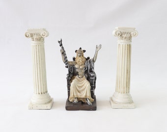 Zeus Statue, Zeus Sculpture, Zeus Figurine, Olympian Greek God, Greek Mythology, Ionic Column, Ionic Order, Ancient Greek Statue Cast Marble