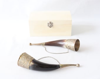 Drinking Horn Set, Viking Horns, Viking Horn Cups, Viking Horn Mugs, Viking Decor, Viking Gift, Wedding Gift, Couples Gift, Anniversary Gift