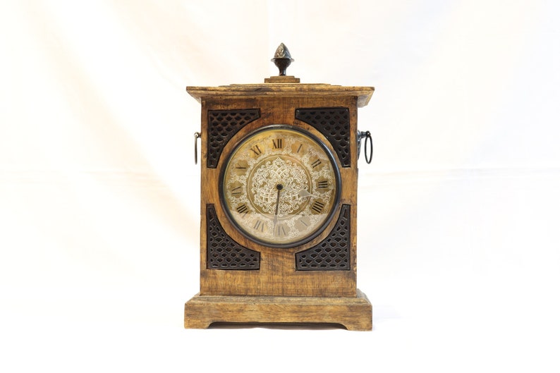 Vintage Table Clock, Wooden Table Clock, Desktop Clock, Fireplace Clock, Unique Clock, Farmhouse Decor, Unique Home Decor, Clock Decor, Gift image 1