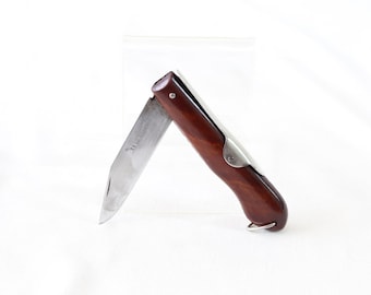 1960's Folding Knife, Wooden Handle, Stainless Steel, Vintage Pocket Knife, Veteran Gifts, Collectible Knife, Unique Gifts for Him, Hunting