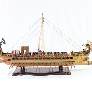 Caesar Ship Model, Julius Caesar Ship, Roman Ship, Roman Warship, Bireme, Wooden Ship Model, Handmade Ship, Antique Ship, Nautical Decor image 10