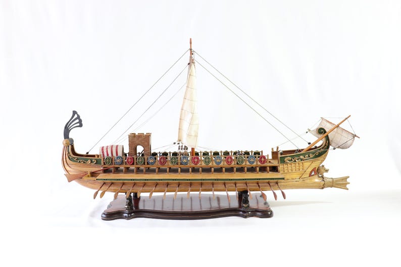 Caesar Ship Model, Julius Caesar Ship, Roman Ship, Roman Warship, Bireme, Wooden Ship Model, Handmade Ship, Antique Ship, Nautical Decor image 10