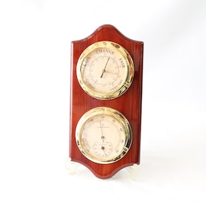 Vintage Weather Station, Vintage Wooden Thermometer, Vintage Barometer, Hygrometer, Weather Instruments, Office Wall Decor, Office Gifts