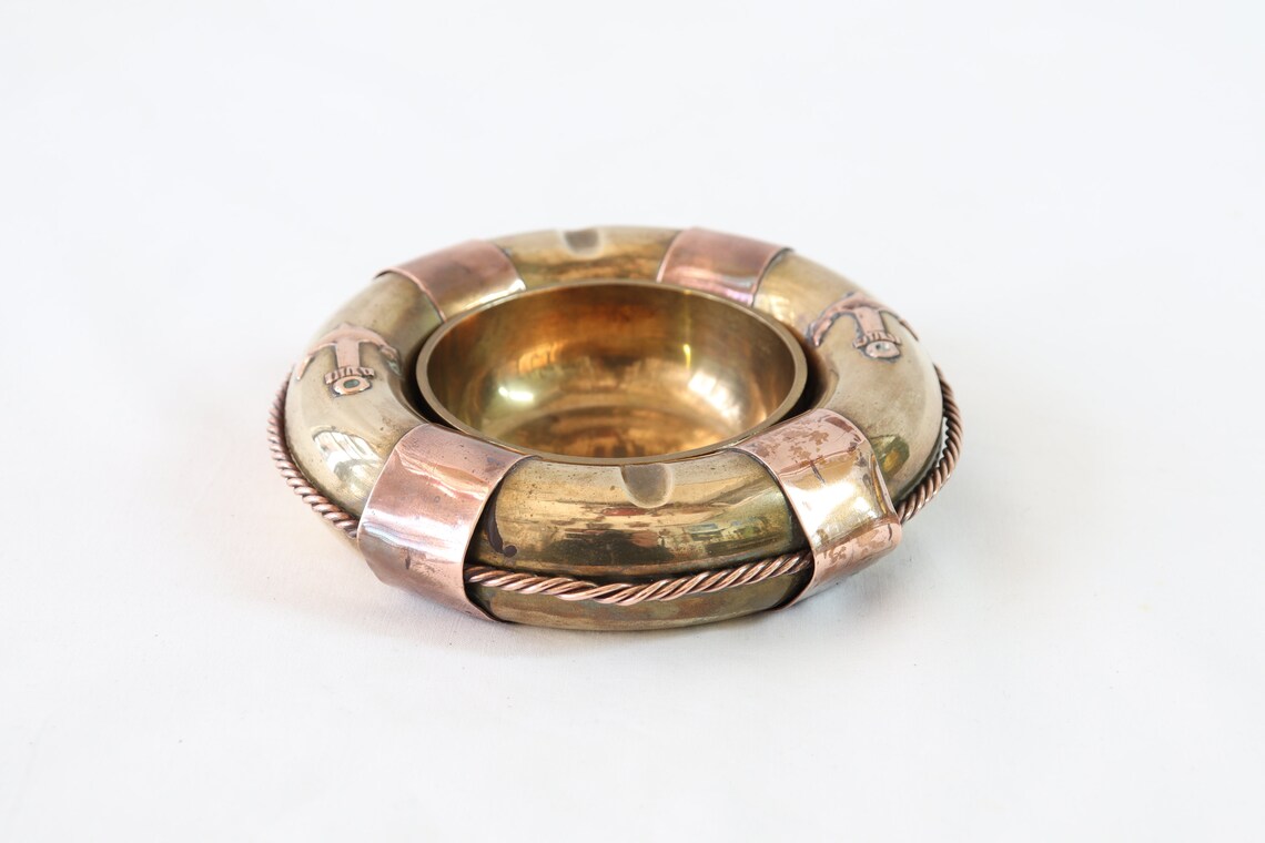 Nautical Ashtray Vintage Brass Ashtray Smoking Accessories Etsy