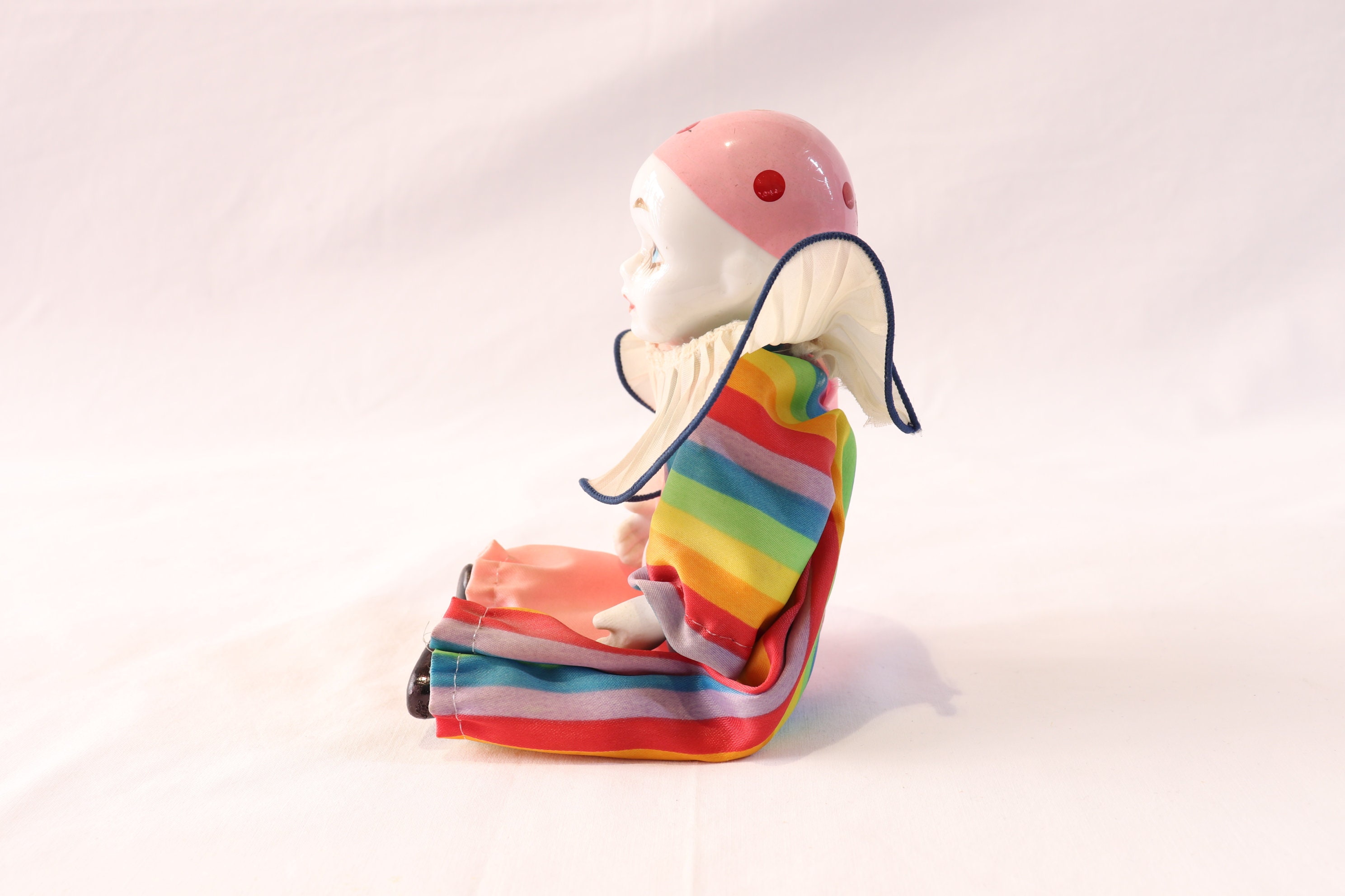 Poupée Clown en porcelaine Vintage, 38cm, 15 pouces, pied suspendu, modèle arlequin