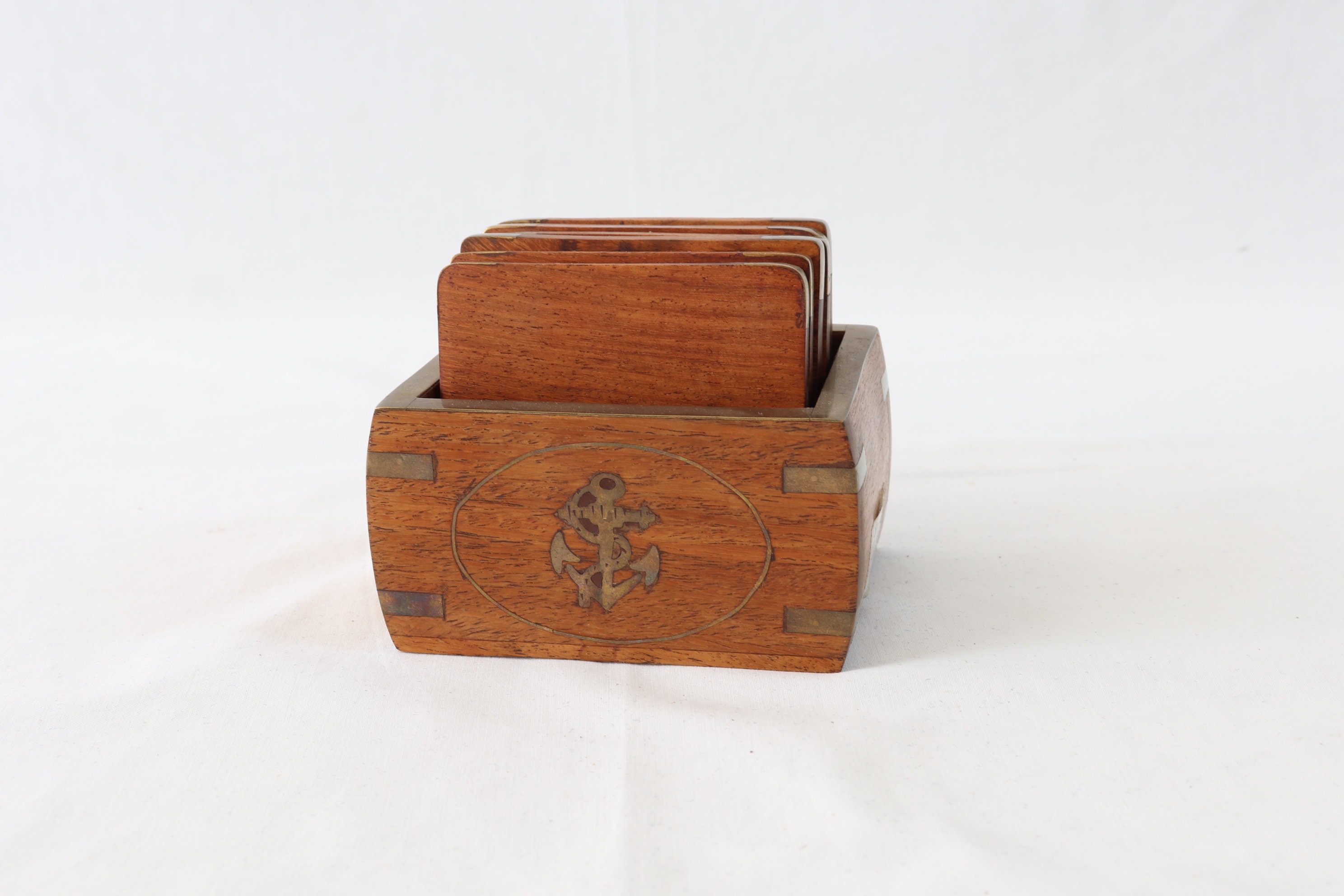 Wooden Nautical Coasters With Holder Nautical Coaster Set Etsy