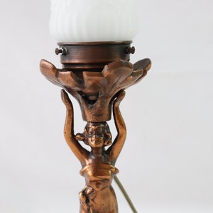 Art Nouveau Lamp, Woman Lamp, Antique Table Lamp, Vintage Table Lamp, Antique Desk Lamp, Vintage Desk Lamp, Bedside Lamp, Copper, Desk Gift image 2