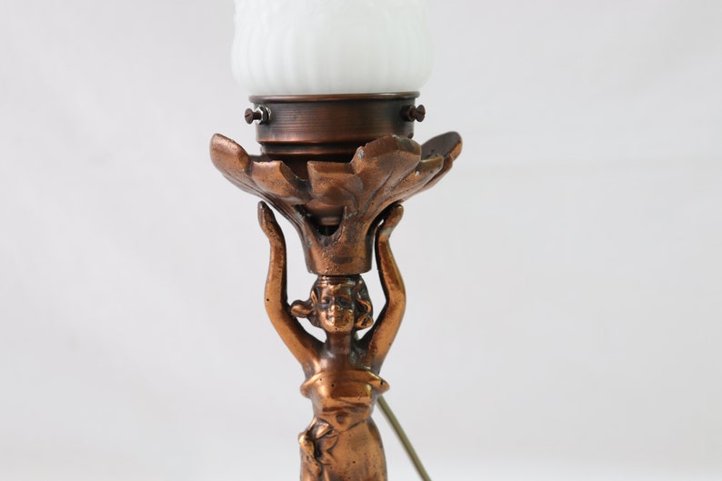 Art Nouveau Lamp, Woman Lamp, Antique Table Lamp, Vintage Table Lamp, Antique Desk Lamp, Vintage Desk Lamp, Bedside Lamp, Copper, Desk Gift image 2