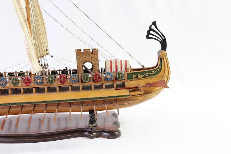 Caesar Ship Model, Julius Caesar Ship, Roman Ship, Roman Warship, Bireme, Wooden Ship Model, Handmade Ship, Antique Ship, Nautical Decor image 6