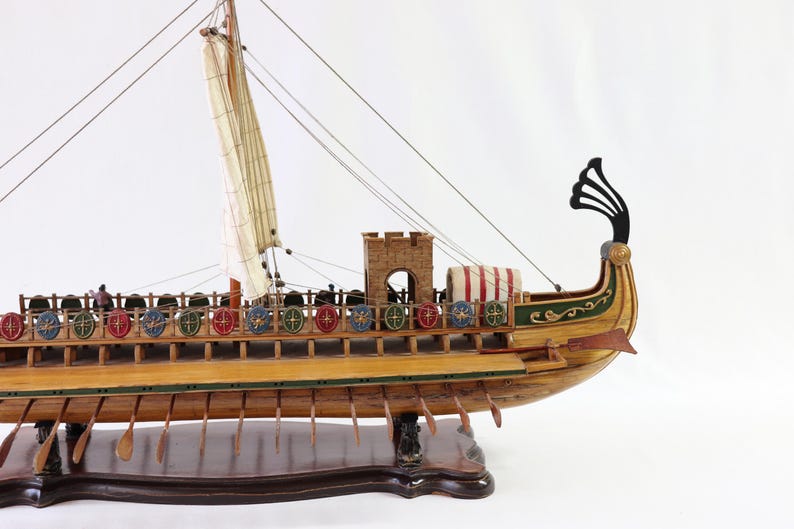 Caesar Ship Model, Julius Caesar Ship, Roman Ship, Roman Warship, Bireme, Wooden Ship Model, Handmade Ship, Antique Ship, Nautical Decor image 7