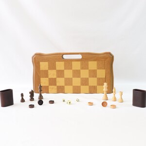 Backgammon Chess Checkers, Wooden Handmade Chess, Wooden Handmade Backgammon Set, Wooden Checkers, Portable Chess Set, Portable Backgammon