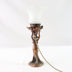 Art Nouveau Lamp, Woman Lamp, Antique Table Lamp, Vintage Table Lamp, Antique Desk Lamp, Vintage Desk Lamp, Bedside Lamp, Copper, Desk Gift image 7