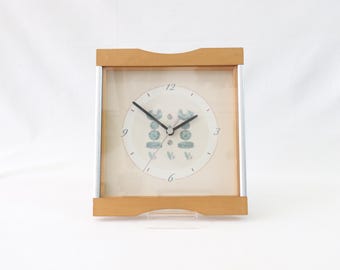 Orologio da parete moderno, orologio da parete vintage, orologio da parete rettangolare, orologio da ufficio, orologio in legno, alluminio, vetro, orologio al quarzo da parete, arredamento per la casa