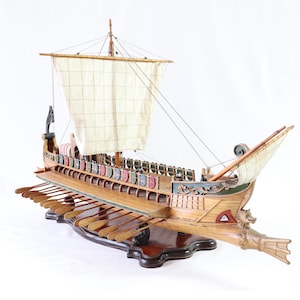 Caesar Ship Model, Julius Caesar Ship, Roman Ship, Roman Warship, Bireme, Wooden Ship Model, Handmade Ship, Antique Ship, Nautical Decor image 1