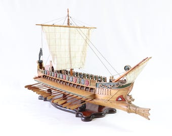 Caesar Ship Model, Julius Caesar Ship, Roman Ship, Roman Warship, Bireme, Wooden Ship Model, Handmade Ship, Antique Ship, Nautical Decor