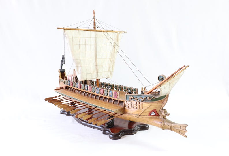 Caesar Ship Model, Julius Caesar Ship, Roman Ship, Roman Warship, Bireme, Wooden Ship Model, Handmade Ship, Antique Ship, Nautical Decor image 1