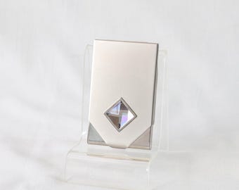 Swarovski Crystal Card Holder, Silver Card Case, Stainless Steel, Envelope Card Holder, Credit Card Case, Business Card Holder, Gift for Her