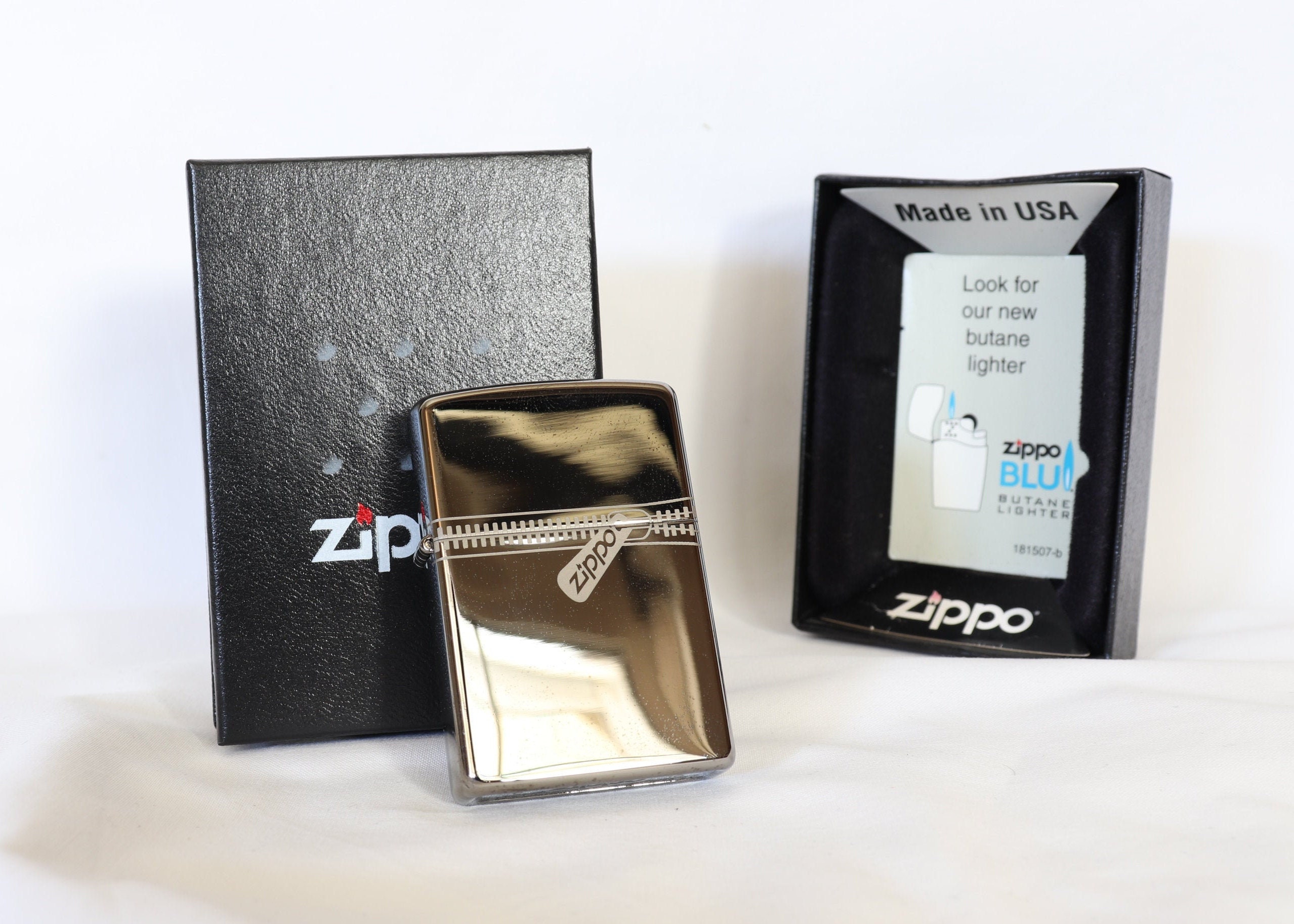 Zipped Blacked Ice Zippo Lighter, Vintage Zippo Lighter