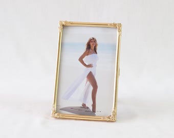 1960's Photo Frame, Brass Photo Frame, Antique Picture Frame, Vertical Frame, Horizontal Frame, Flowers, Handmade Frame, Gold, Home Decor