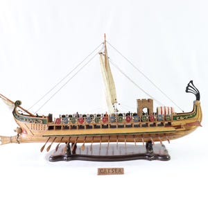 Caesar Ship Model, Julius Caesar Ship, Roman Ship, Roman Warship, Bireme, Wooden Ship Model, Handmade Ship, Antique Ship, Nautical Decor image 2
