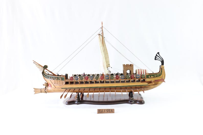 Caesar Ship Model, Julius Caesar Ship, Roman Ship, Roman Warship, Bireme, Wooden Ship Model, Handmade Ship, Antique Ship, Nautical Decor image 2