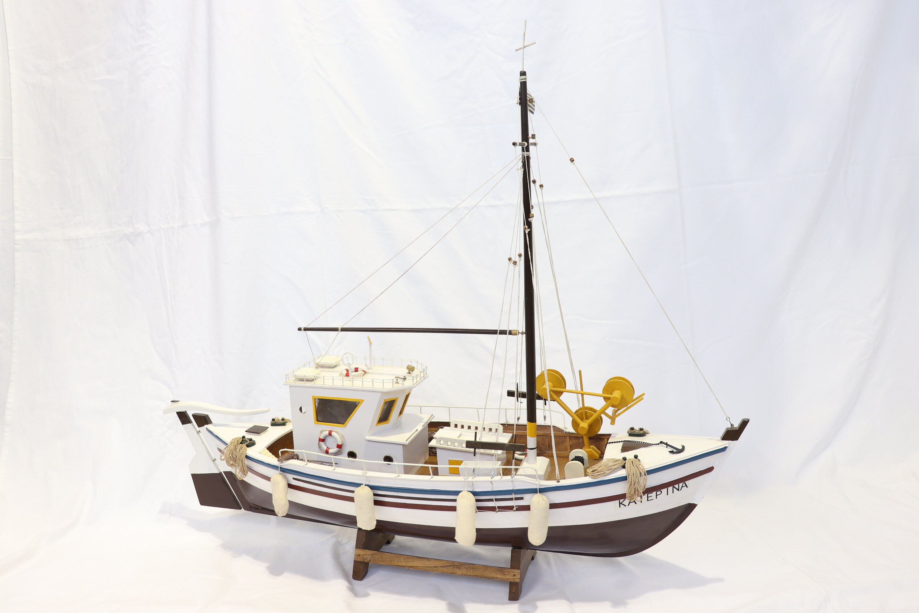 Vintage Wooden Handmade Fishing Boat Model, Wooden Handmade Ship Model ...