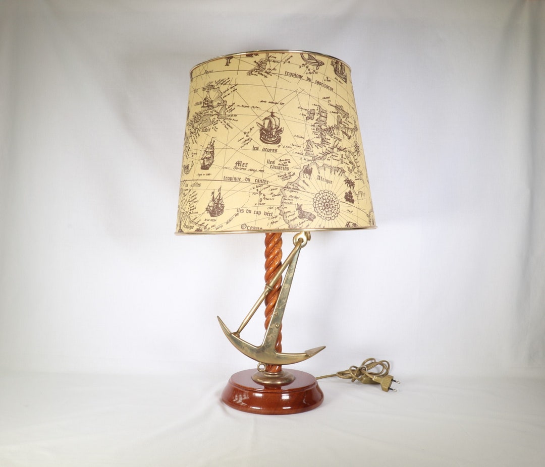 Nautical Table Lamp, Nautical Anchor, Vintage Table Lamp, Nautical Desk